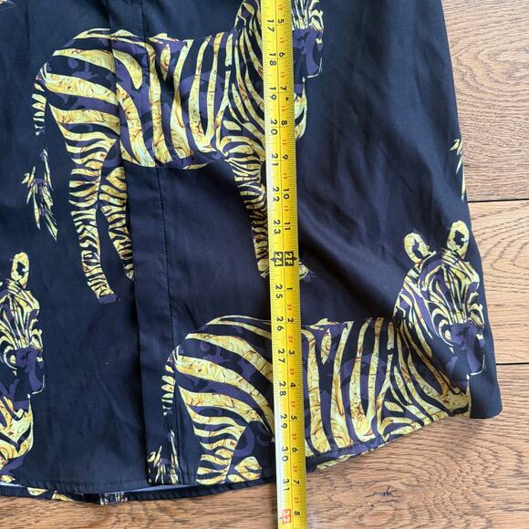NWT Pizoff Zebra Print Button Down Shirt SZ XL Satin Wild Exotic Black Yellow - Picture 8 of 8